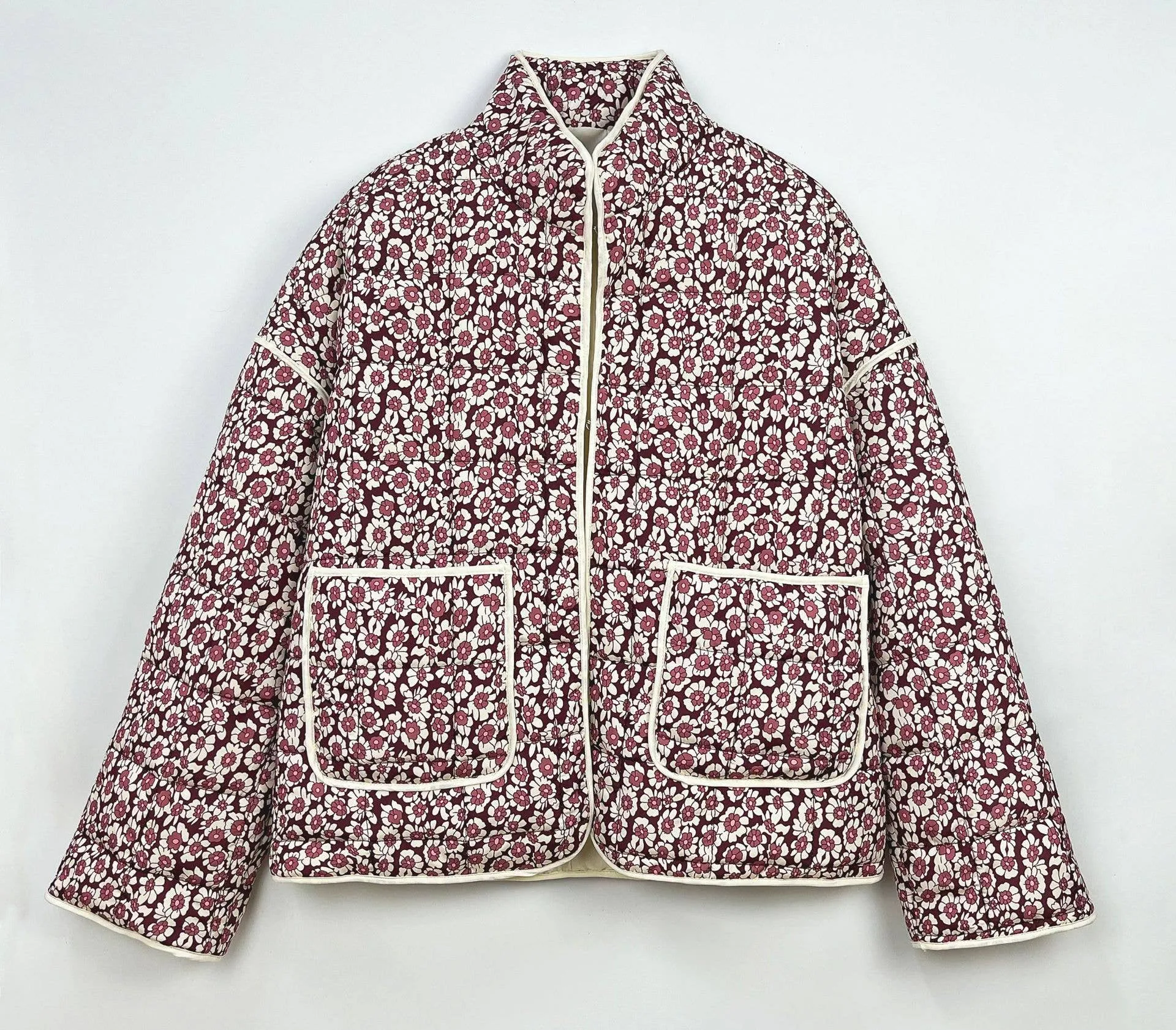 Amelia Floral quilted jacket: Navy