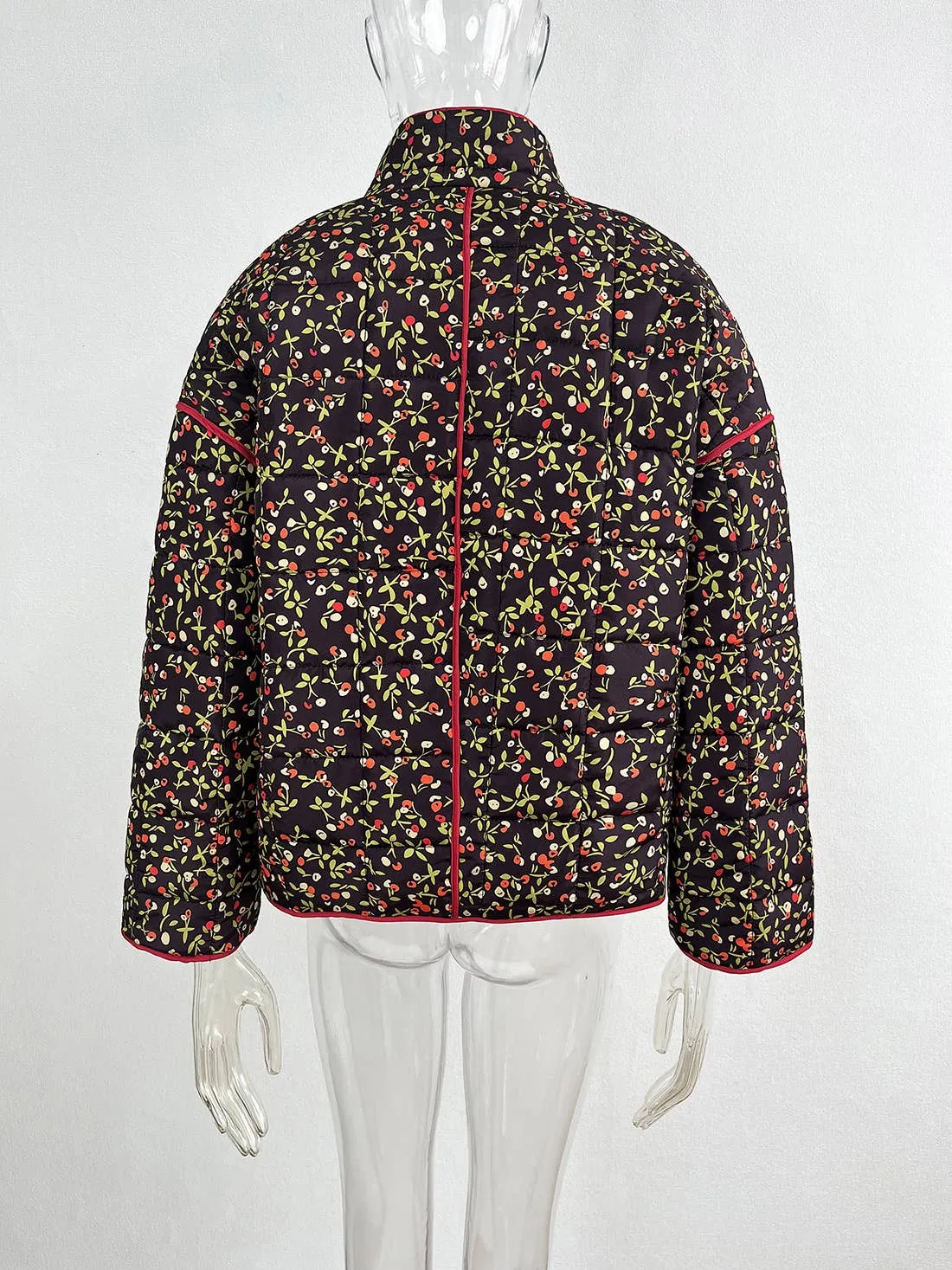 Amelia Floral quilted jacket: Navy