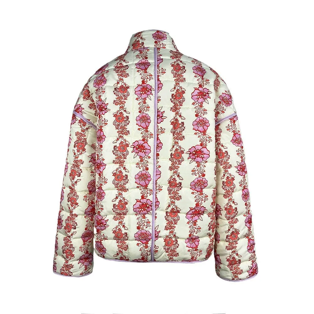 Amelia Floral quilted jacket: Navy
