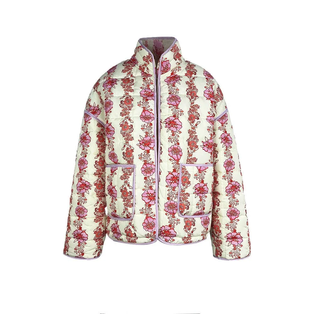 Amelia Floral quilted jacket: Navy
