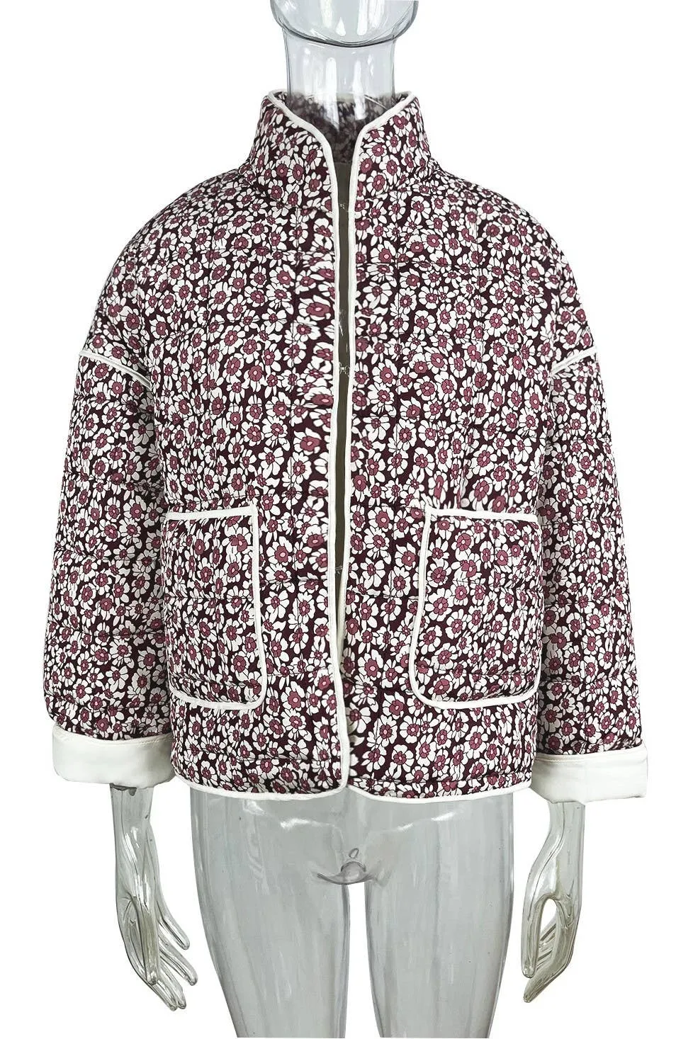 Amelia Floral quilted jacket: Navy