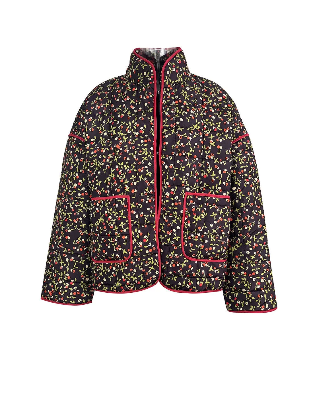 Amelia Floral quilted jacket: Navy