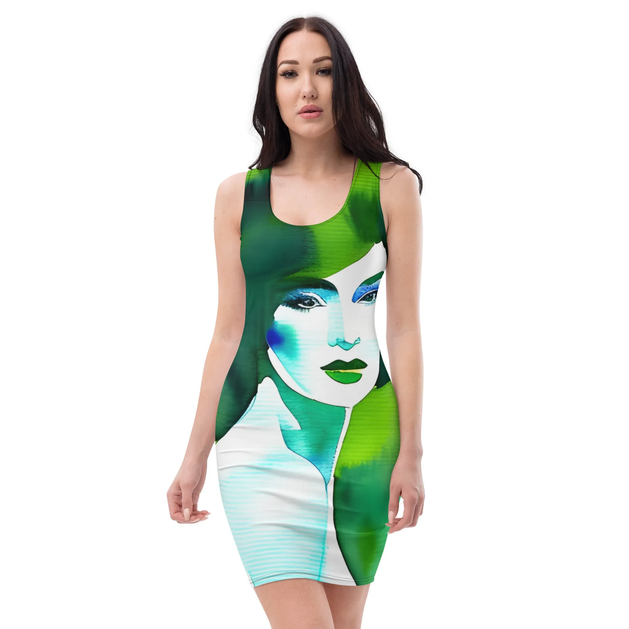 Art-Inspired Green Fitted Dress | ChromoCo Summer Wearable Art