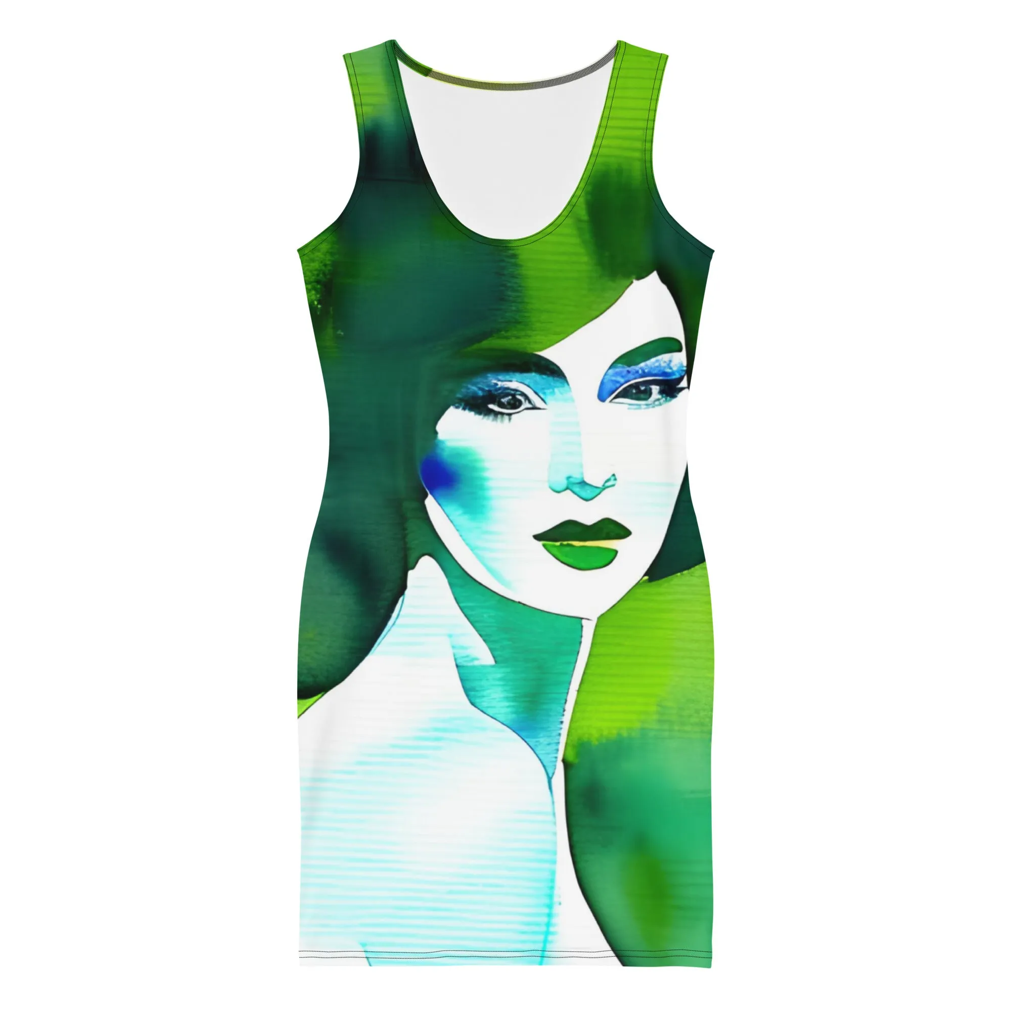 Art-Inspired Green Fitted Dress | ChromoCo Summer Wearable Art