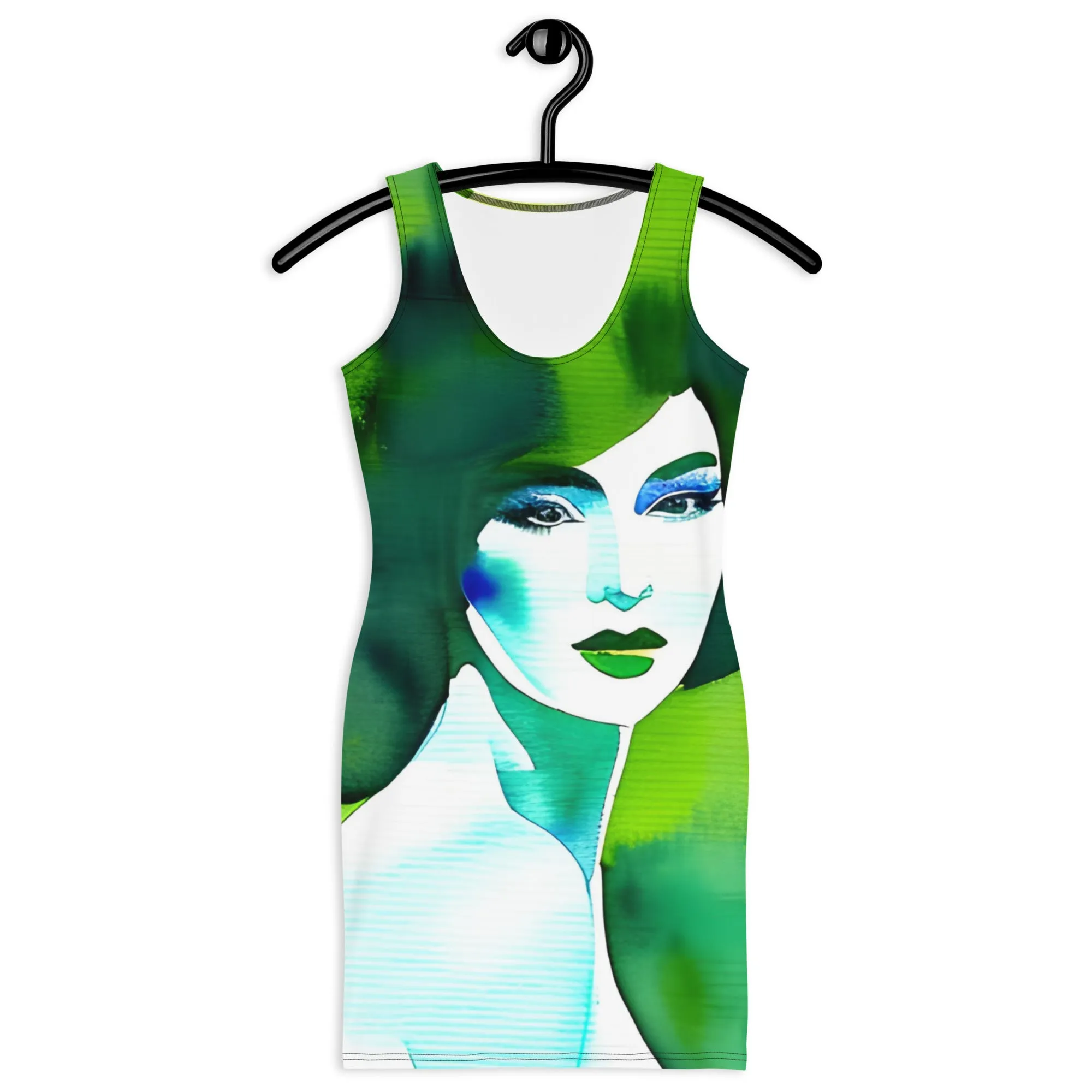 Art-Inspired Green Fitted Dress | ChromoCo Summer Wearable Art