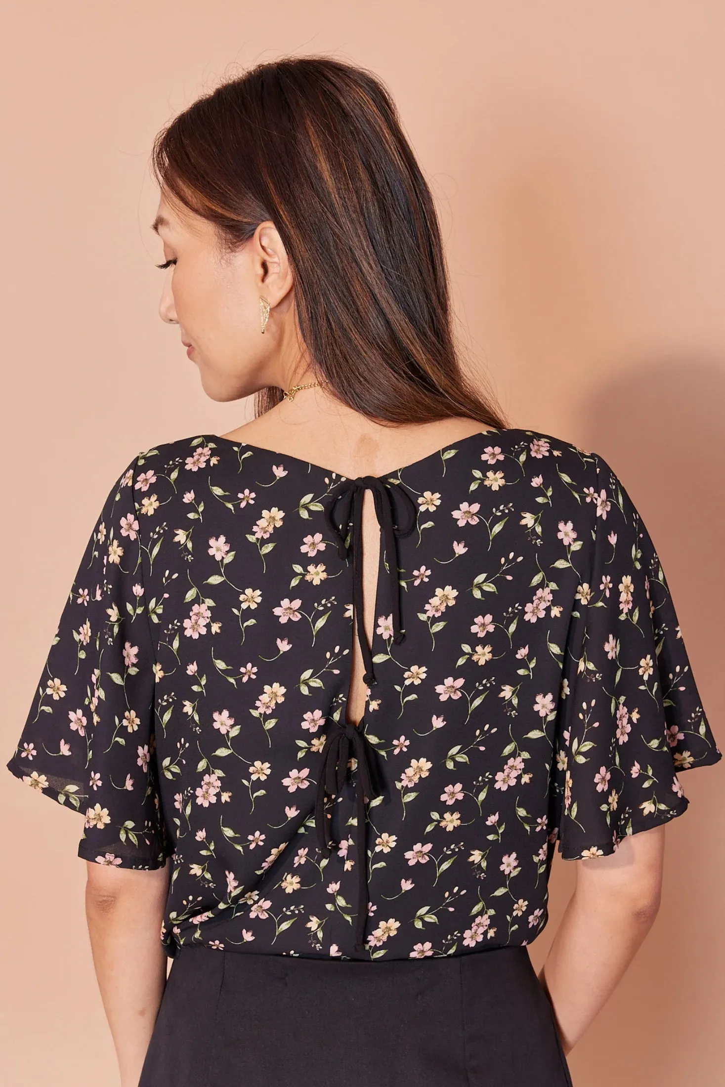 CHERRY BOBIN - ANASTASIA TOP - BLACK FLORAL - SS25