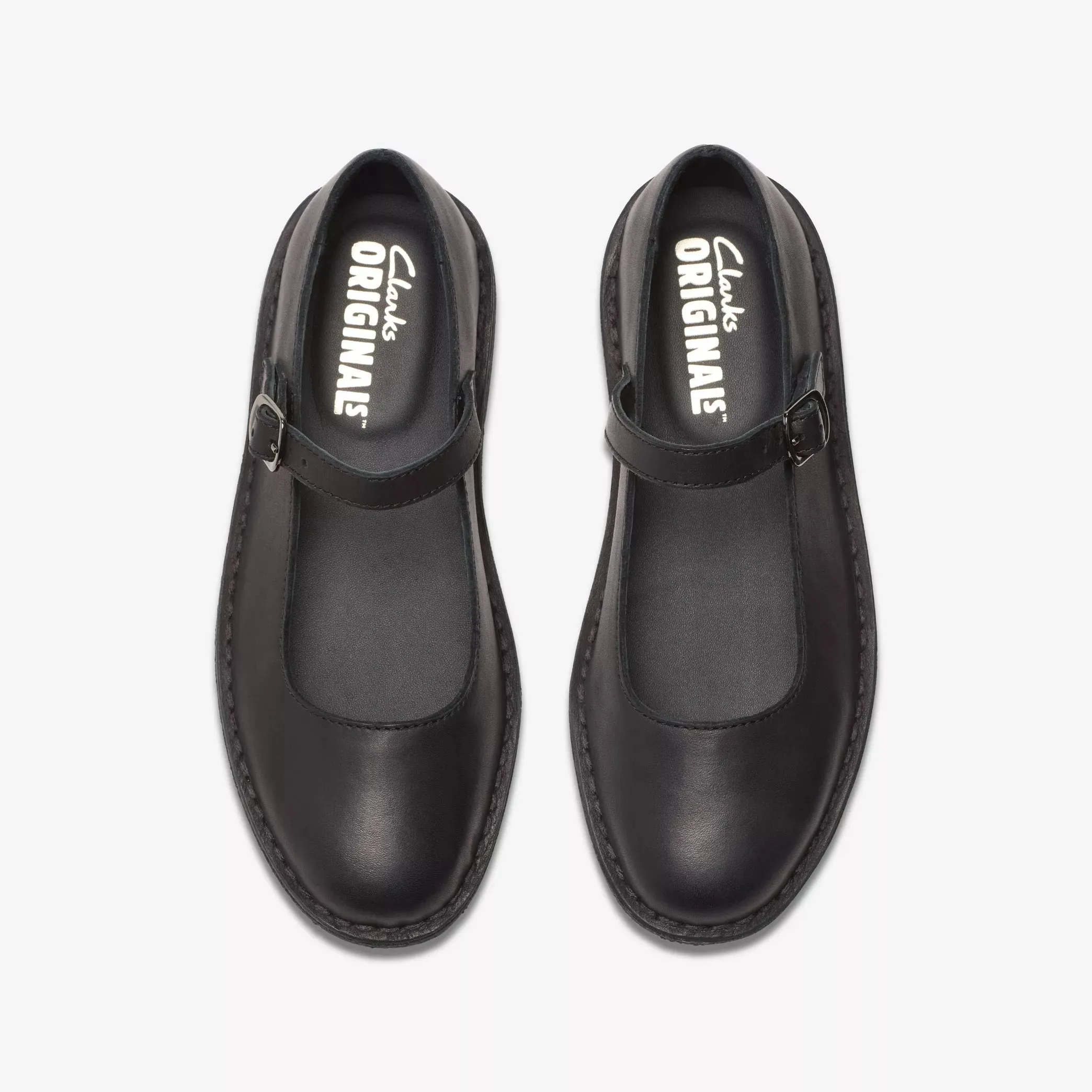 CLARKS - DESERT JANE SHOES - BLACK LEATHER- SS25