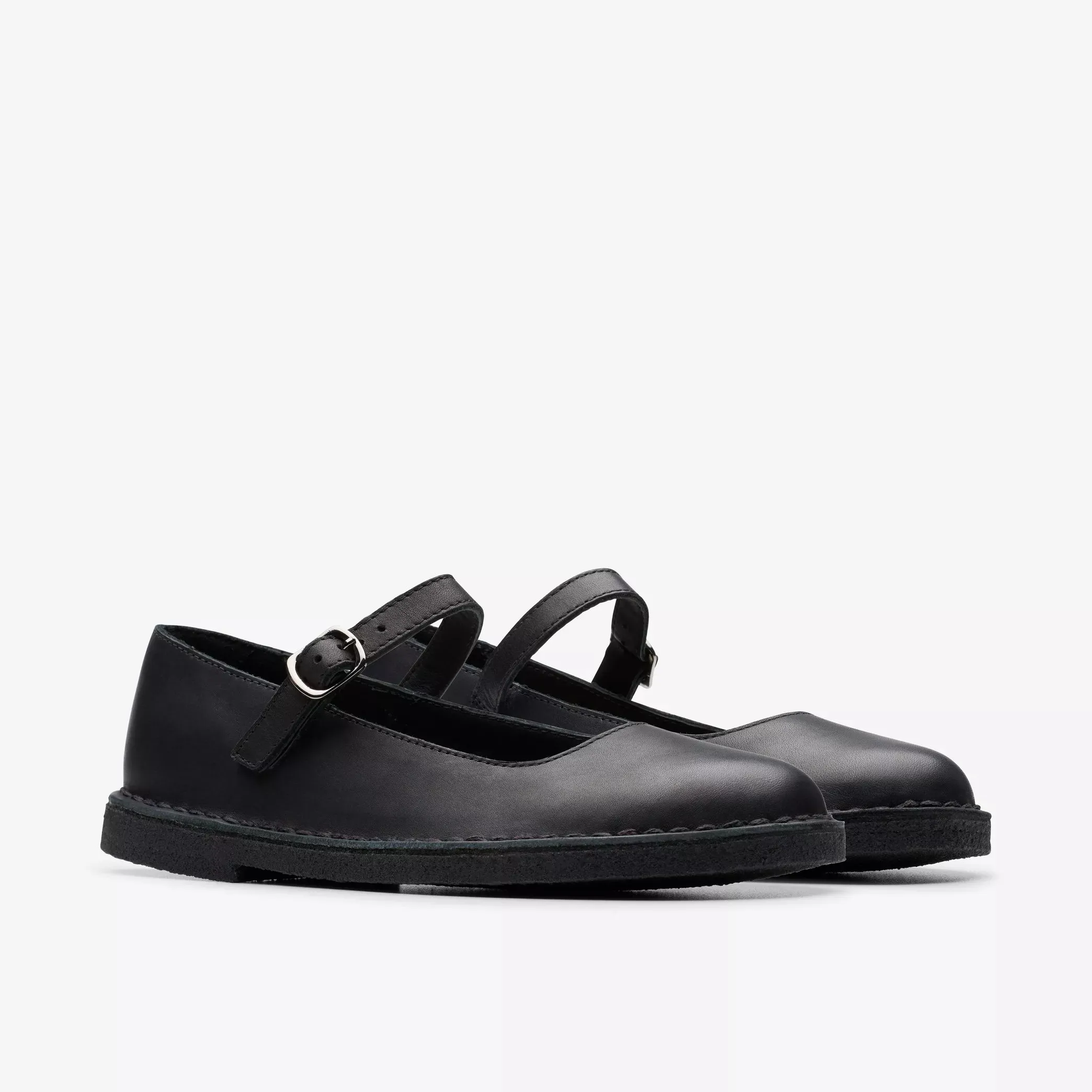 CLARKS - DESERT JANE SHOES - BLACK LEATHER- SS25