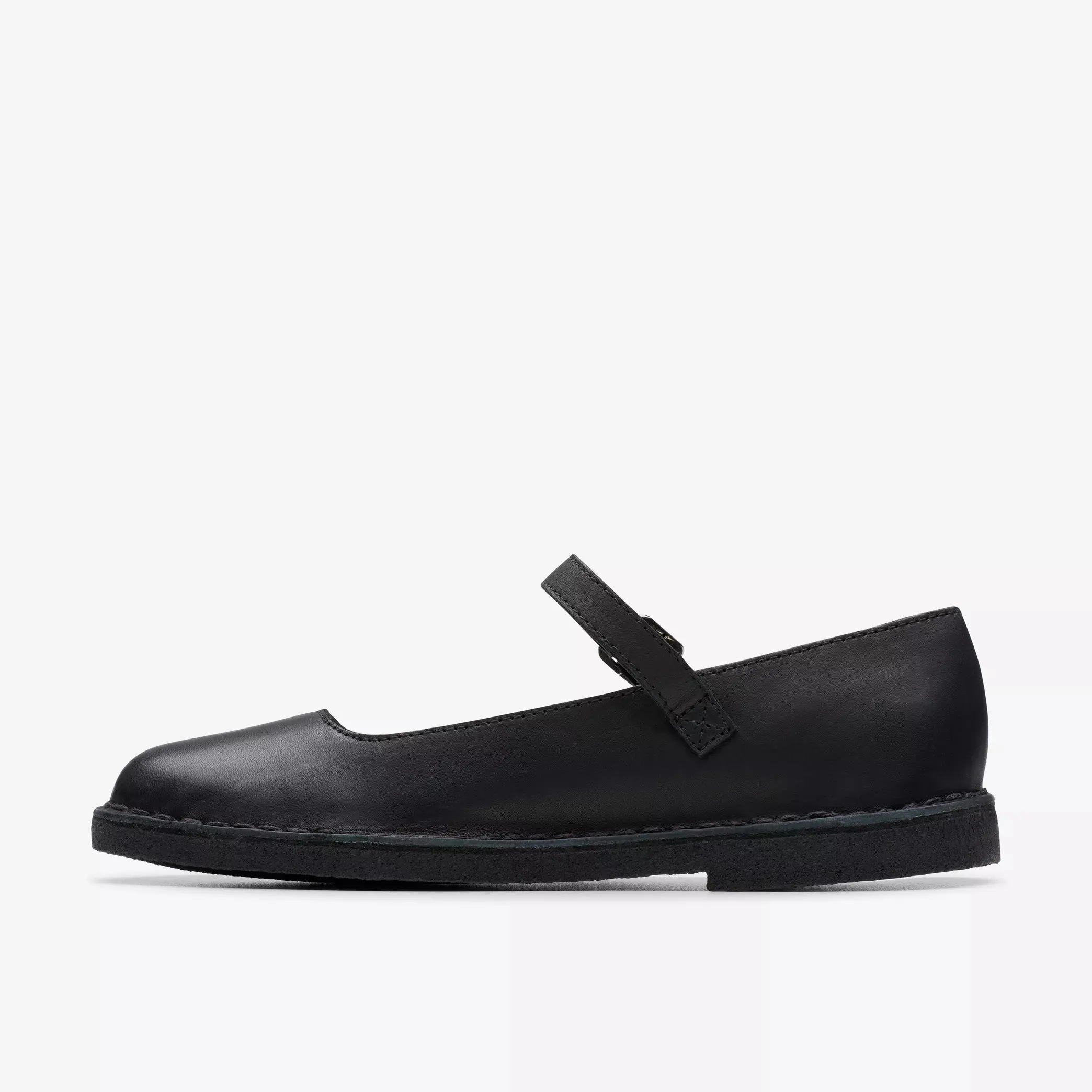 CLARKS - DESERT JANE SHOES - BLACK LEATHER- SS25