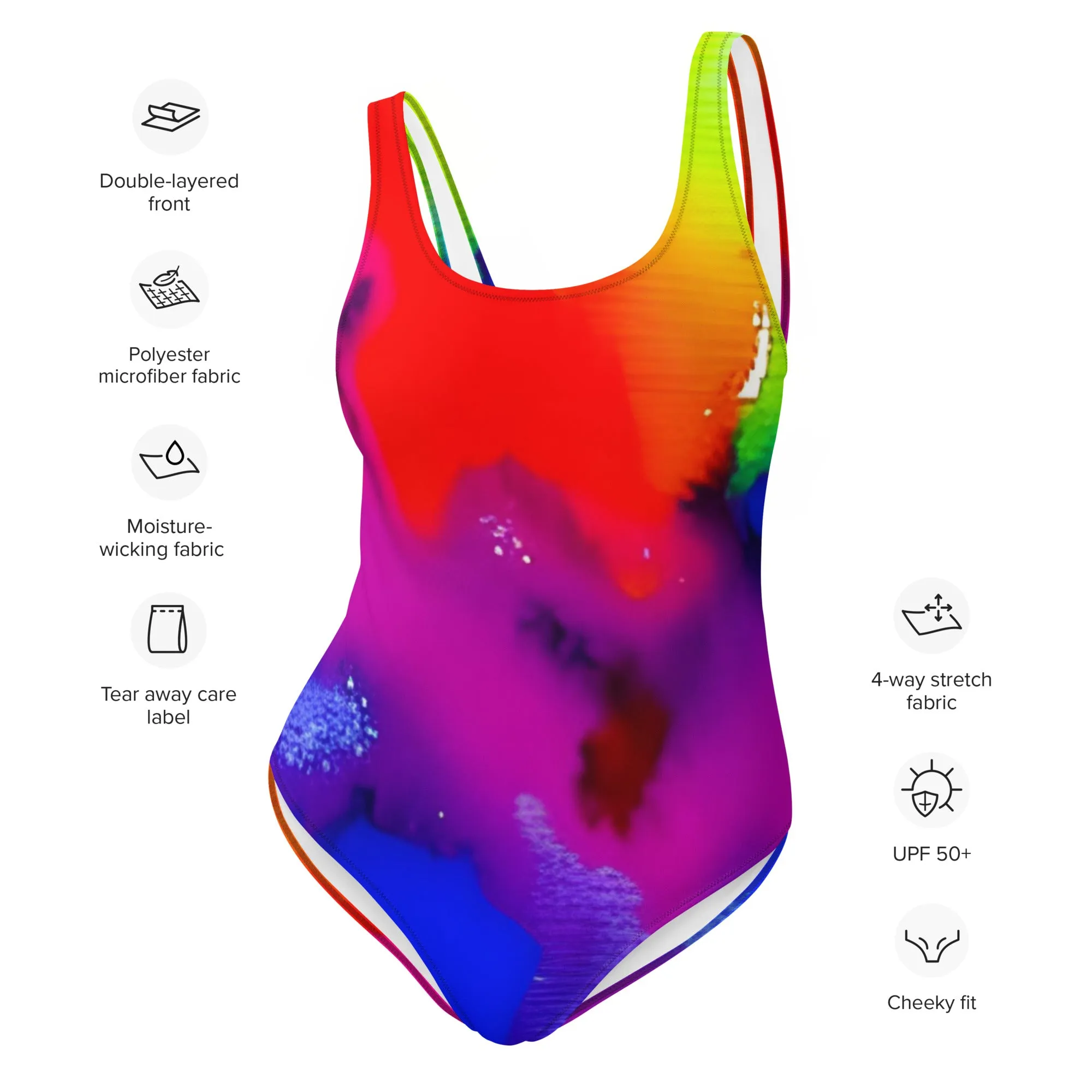 Colorful Fun in the Sun: Rainbow One-Piece Swimsuit for Women