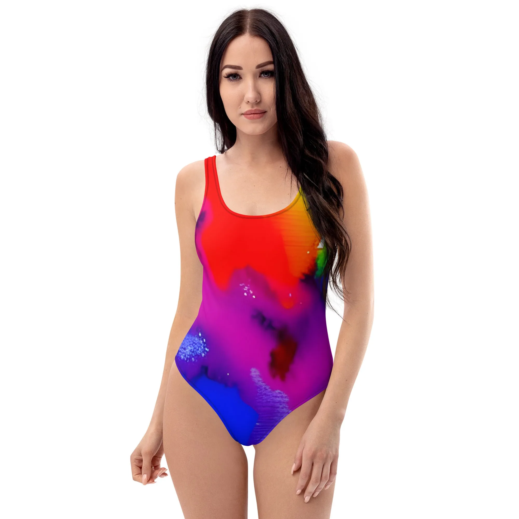 Colorful Fun in the Sun: Rainbow One-Piece Swimsuit for Women