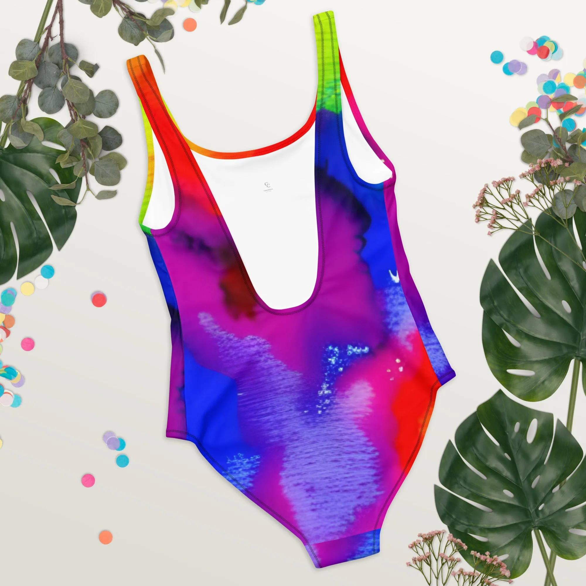 Colorful Fun in the Sun: Rainbow One-Piece Swimsuit for Women