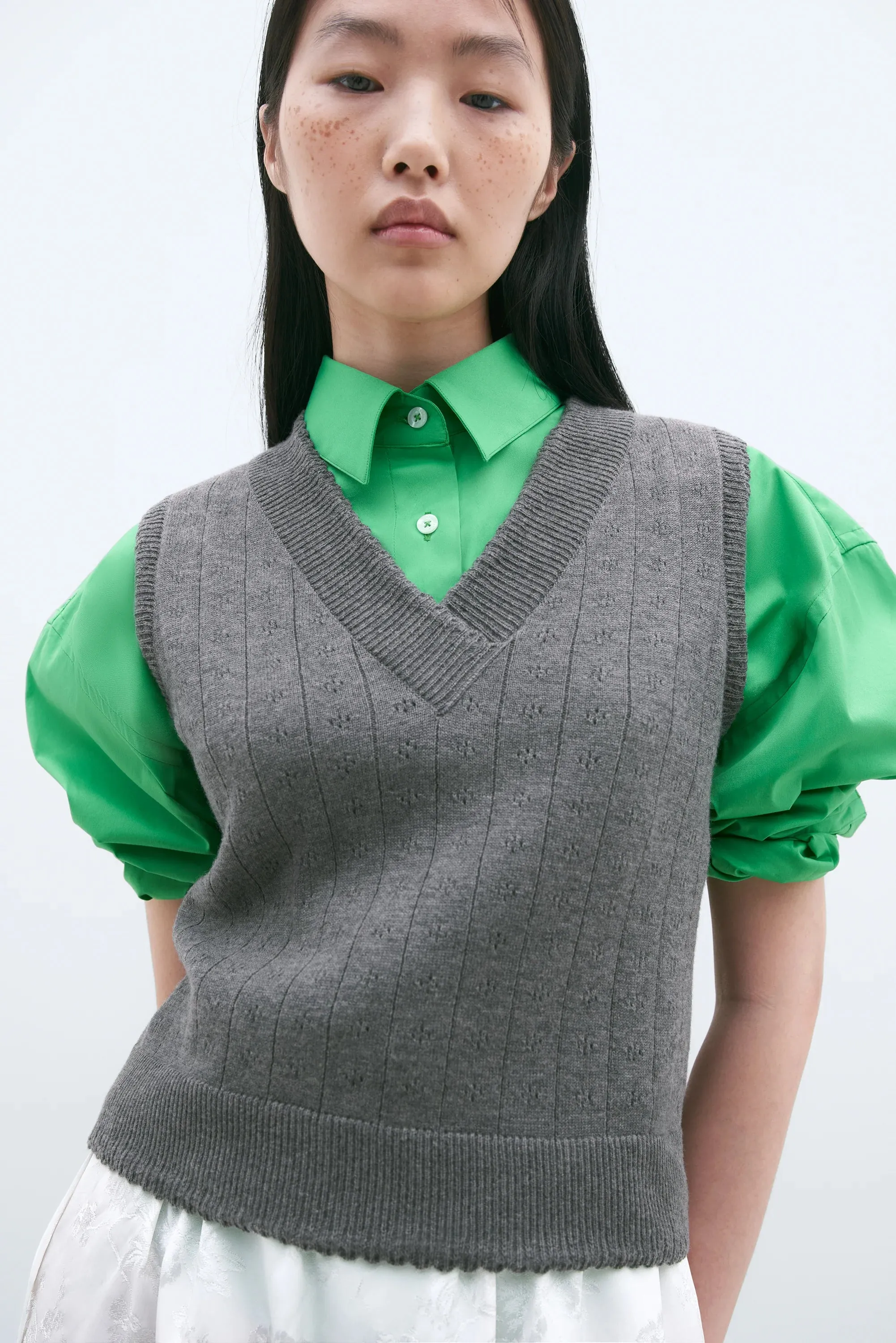 CORDERA - MERINO POINTELLE WAISTCOAT - GREY - PS25