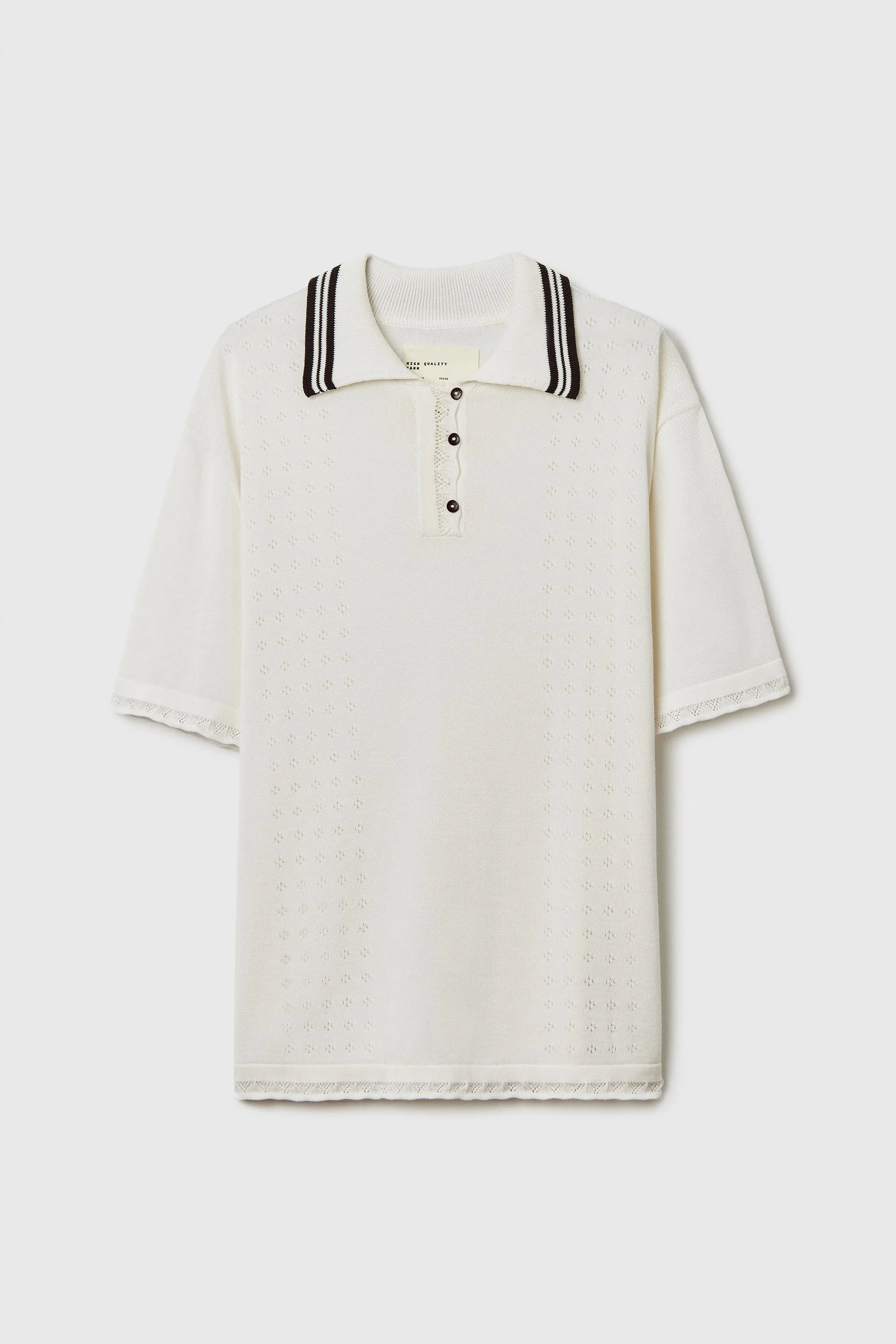 CORDERA - POLO T-SHIRT COTTON POINTELLE - NATURAL - SS25