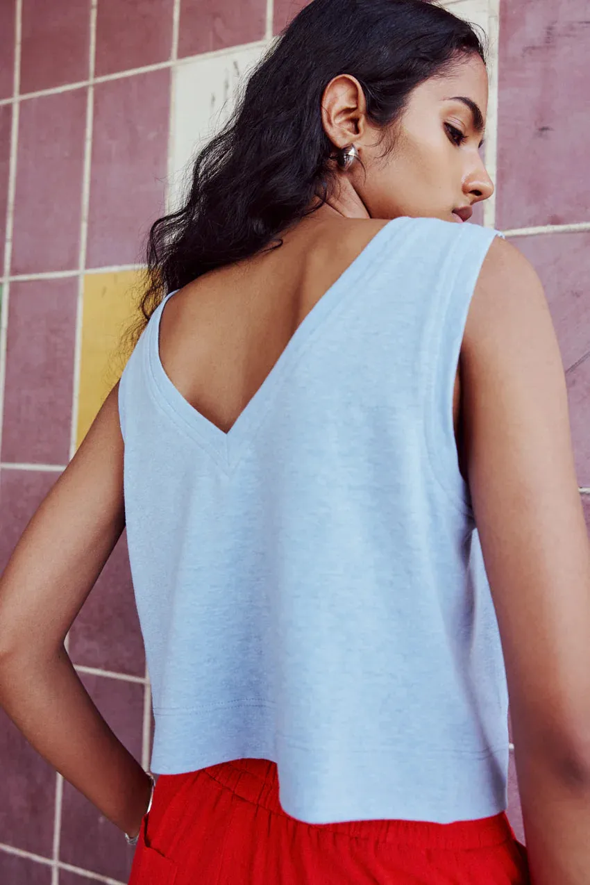 EVE GRAVEL - PAMPA TOP - WEDGWOOD - SS25