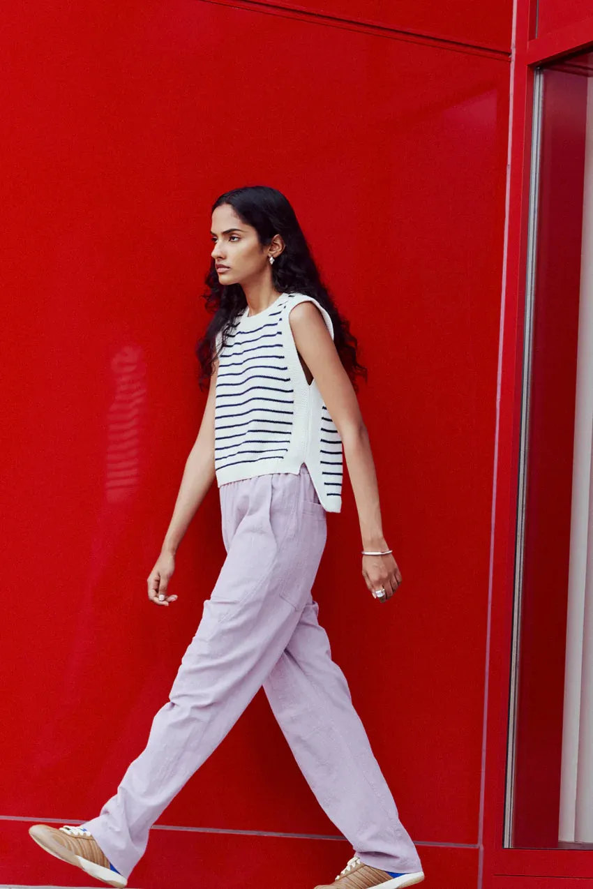 EVE GRAVEL - POPPY TOP - CREAM/NAVY - SS25