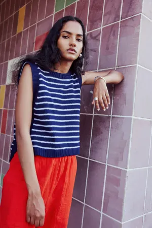 EVE GRAVEL - POPPY TOP - NAVY/LILAC - SS25