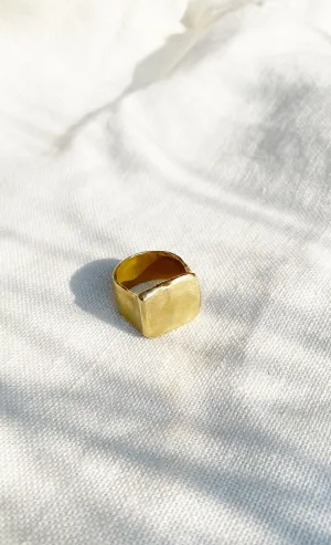 HAWKLY - SQUARE SIGNET RING - BRONZE