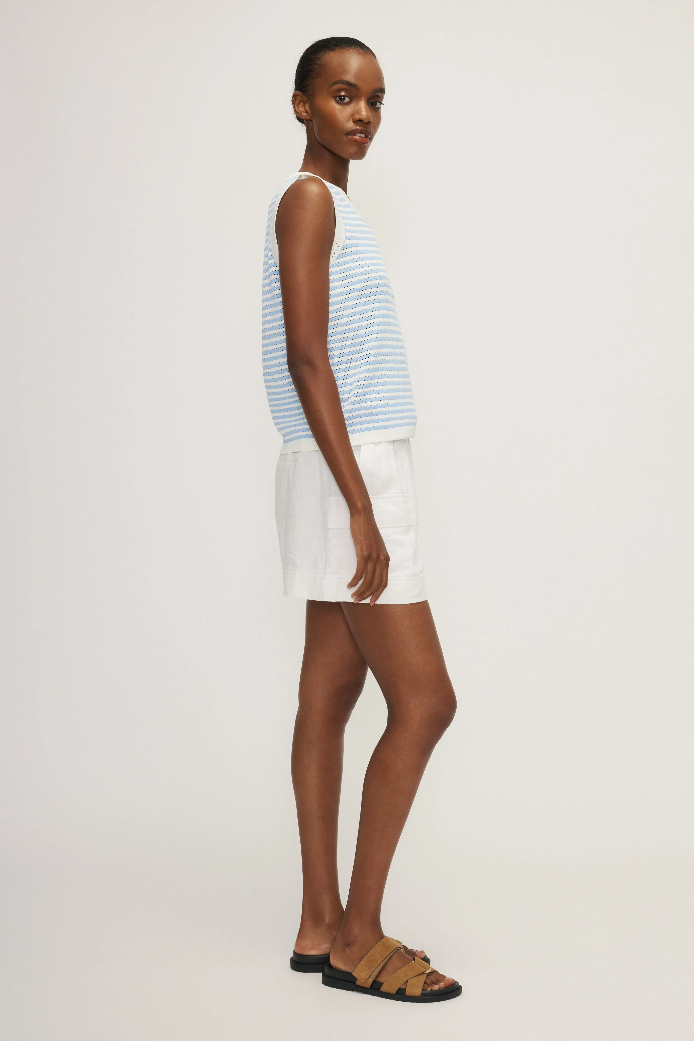 MELISSA NEPTON - AMELY SLEEVELESS TOP - BLUE STRIPES - SS25