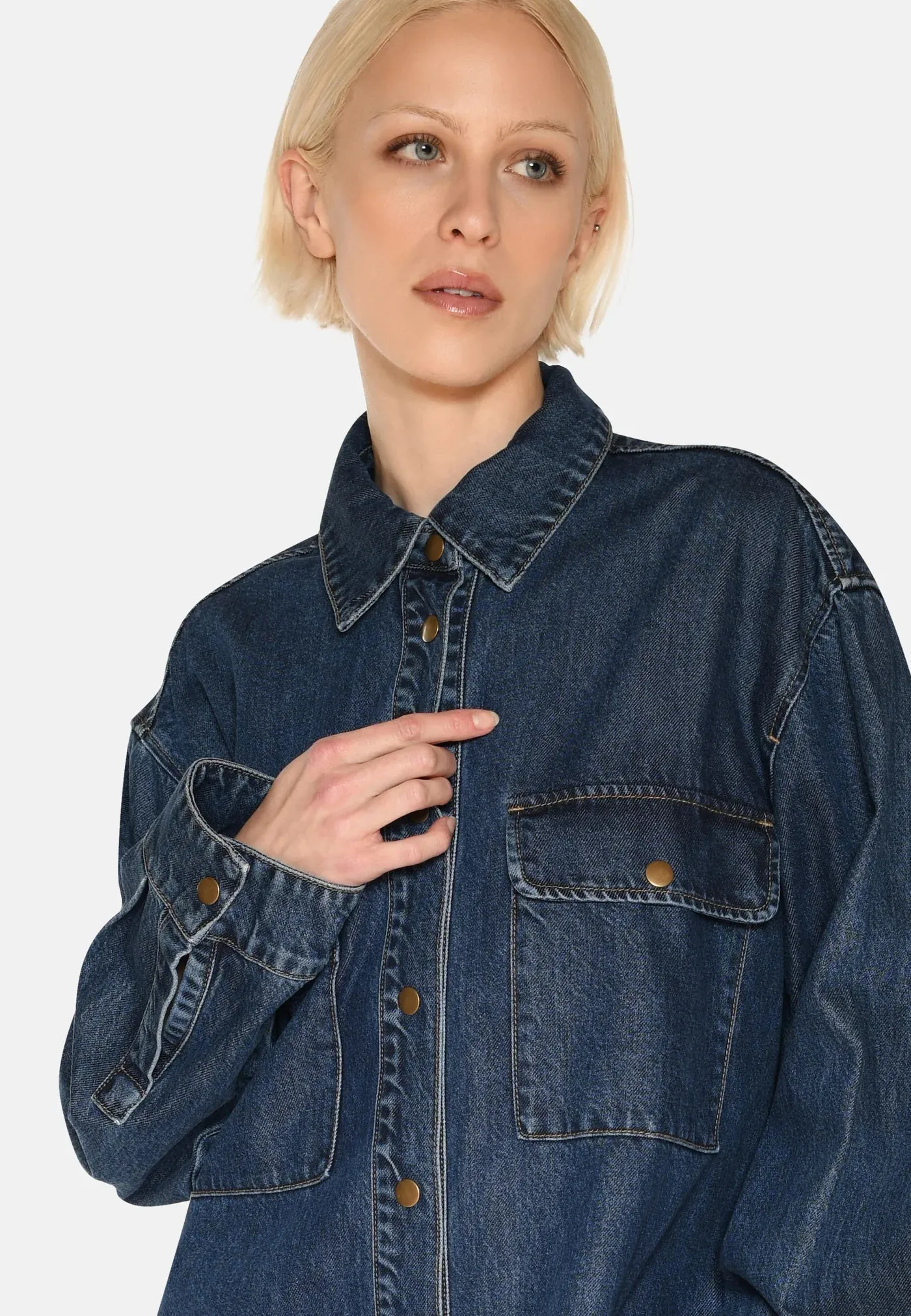MINIMUM - SIGGAS BLOUSE - MEDIUM BLUE - SS25