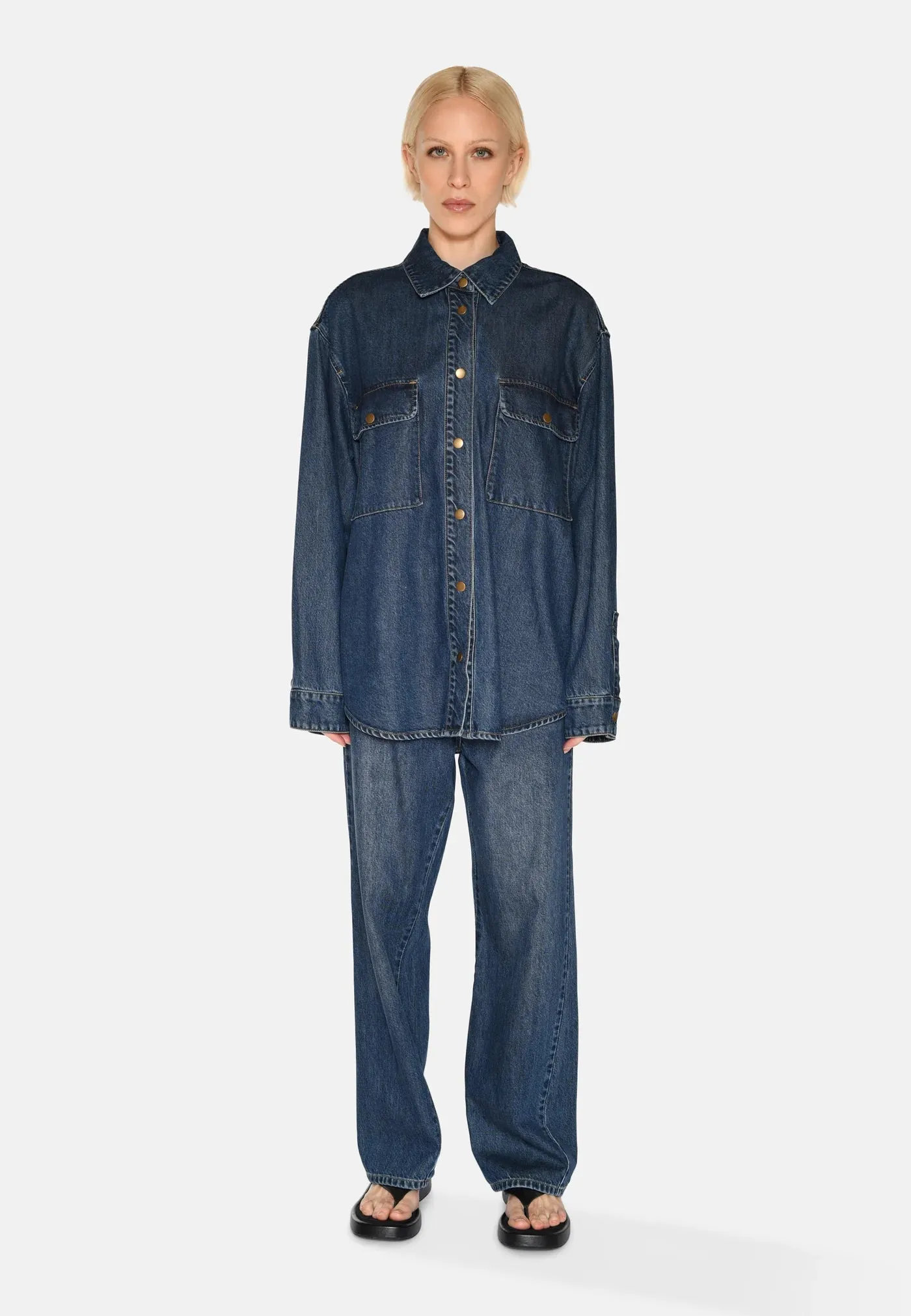 MINIMUM - SIGGAS BLOUSE - MEDIUM BLUE - SS25