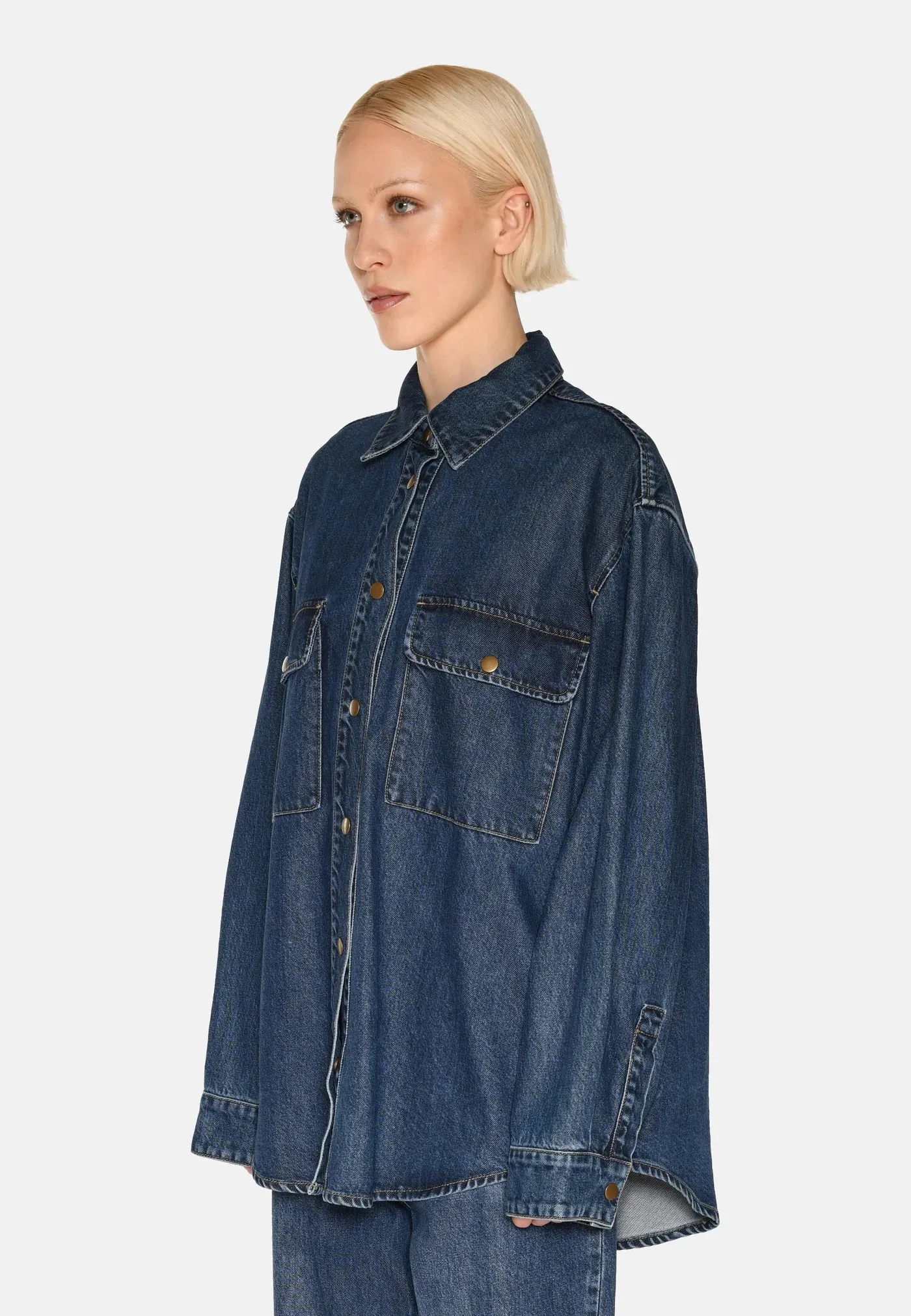 MINIMUM - SIGGAS BLOUSE - MEDIUM BLUE - SS25