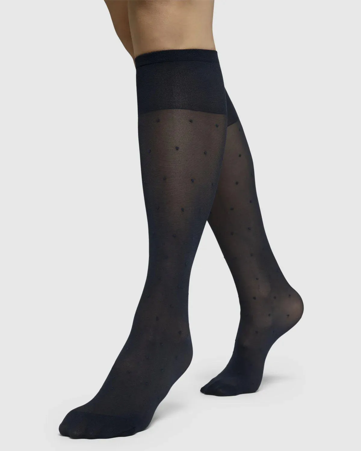 SWEDISH STOCKINGS - DORIS DOTS KNEE-HIGHS - BLACK