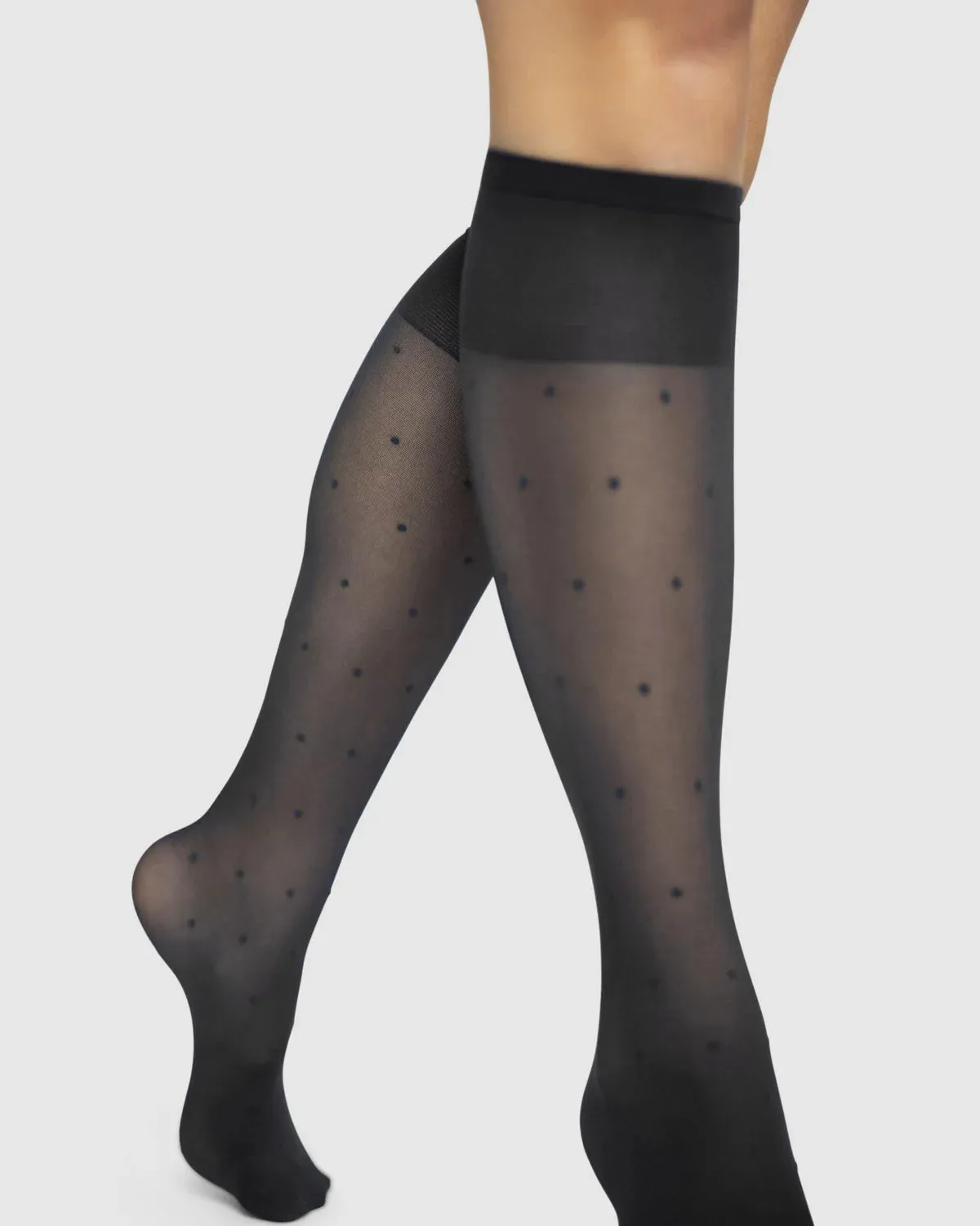 SWEDISH STOCKINGS - DORIS DOTS KNEE-HIGHS - BLACK