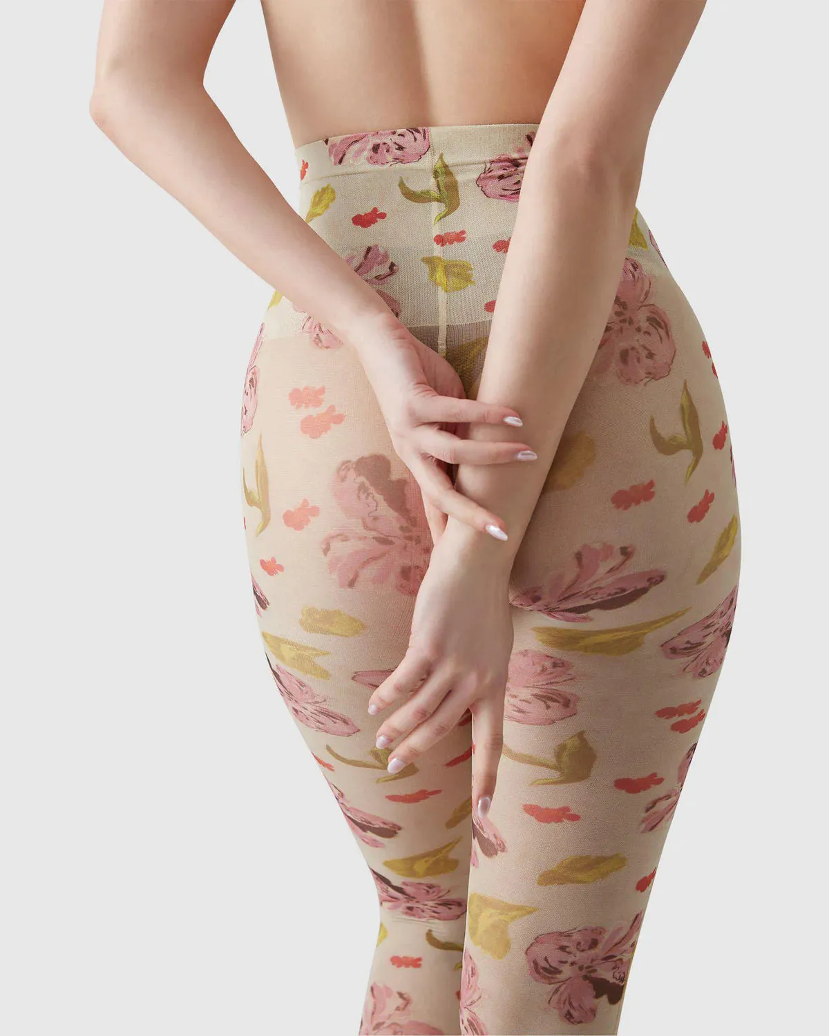 SWEDISH STOCKINGS - HELEN BULLOCK FLORAL TIGHTS - COCONUT WHITE